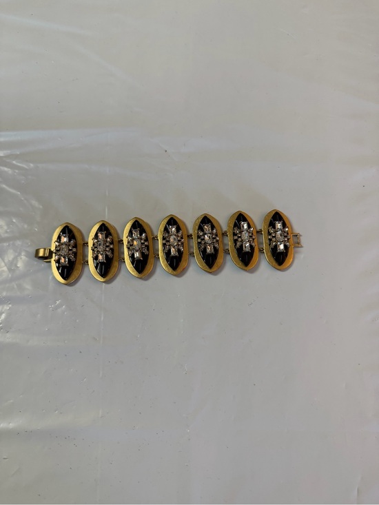 J. Crew Jewelry - J. Crew Gold-Tone Bracelet with Black Enamel and Clear Crystals
